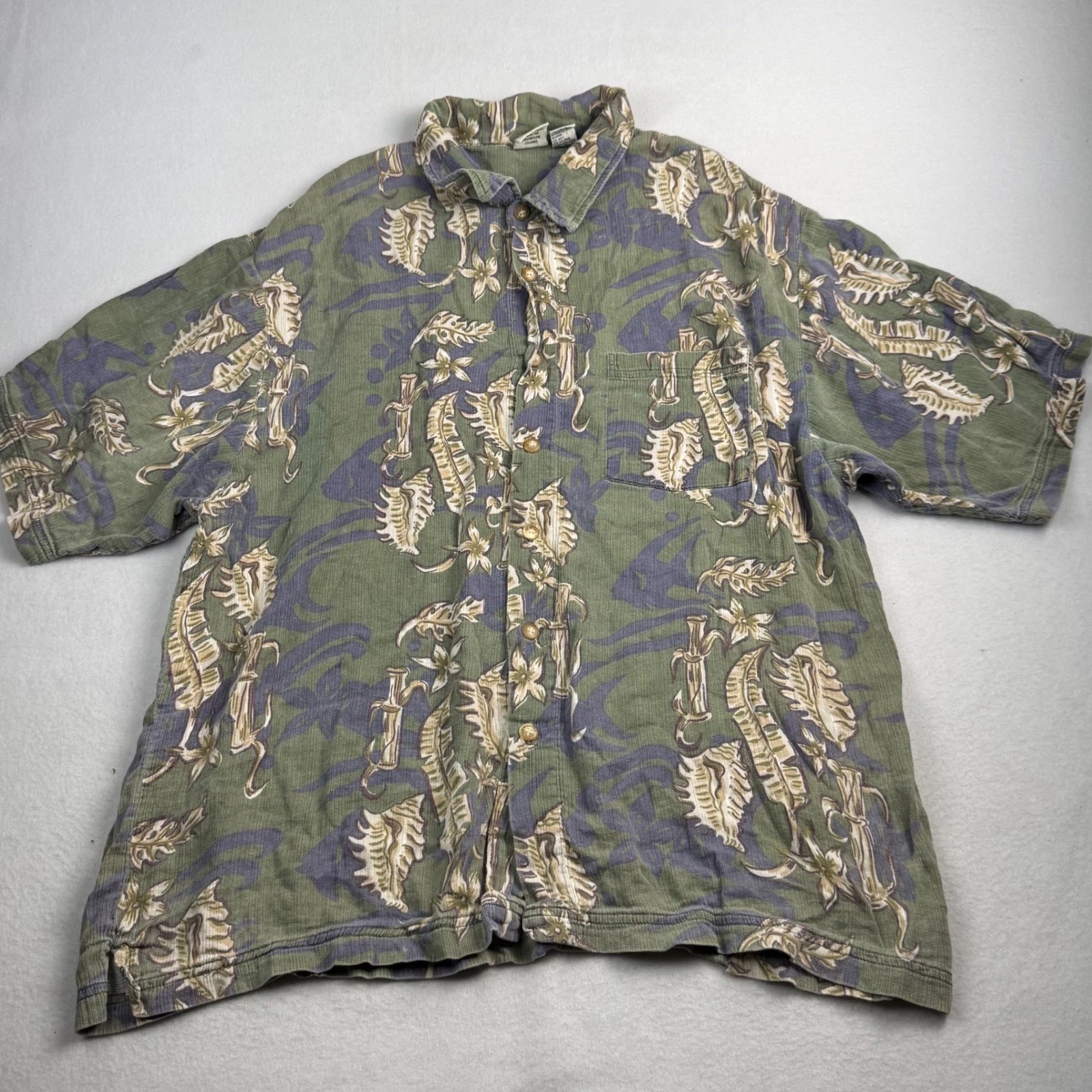 Kamanu vintage 90s Hawaii Mens XL Tropical Print Button Up Cotton