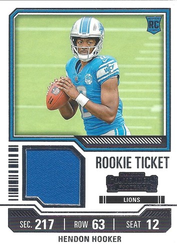 Hendon Hooker 2023 Panini Contenders Rookie Ticket Swatches Game Used Jersey RC