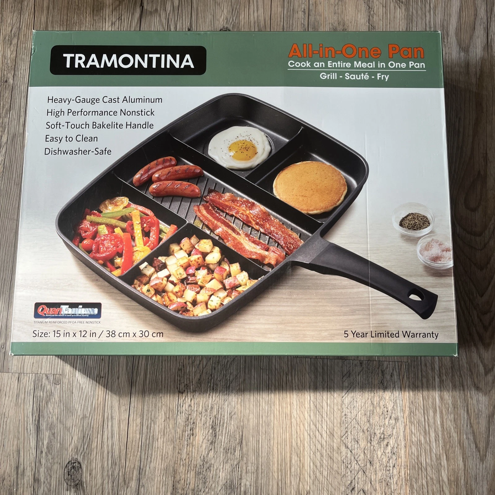 5-in-1 Non Stick Frying Pan Divided Egg Steak Nonstick Frypan Breakfast Grill