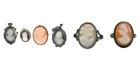 ANTIQUE CAMEO BROOCH SLIDE PENDANT RING LOT OF 6 STERLING SILVER 800 SILVER