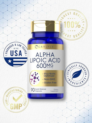 Acido Alfa Lipoico 600 Mg 90 Capsulas Pastillas Alta Calidad Puro Sin Gluten OMG
