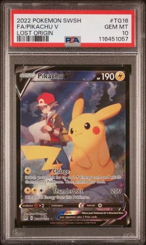 2022 Pokemon SWSH Lost Origin #TG16 FA/Pikachu V PSA 10 GEM MINT