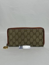 Gucci Women's Brown Zip-Around Wallet Logo Credit Card Folding Charm