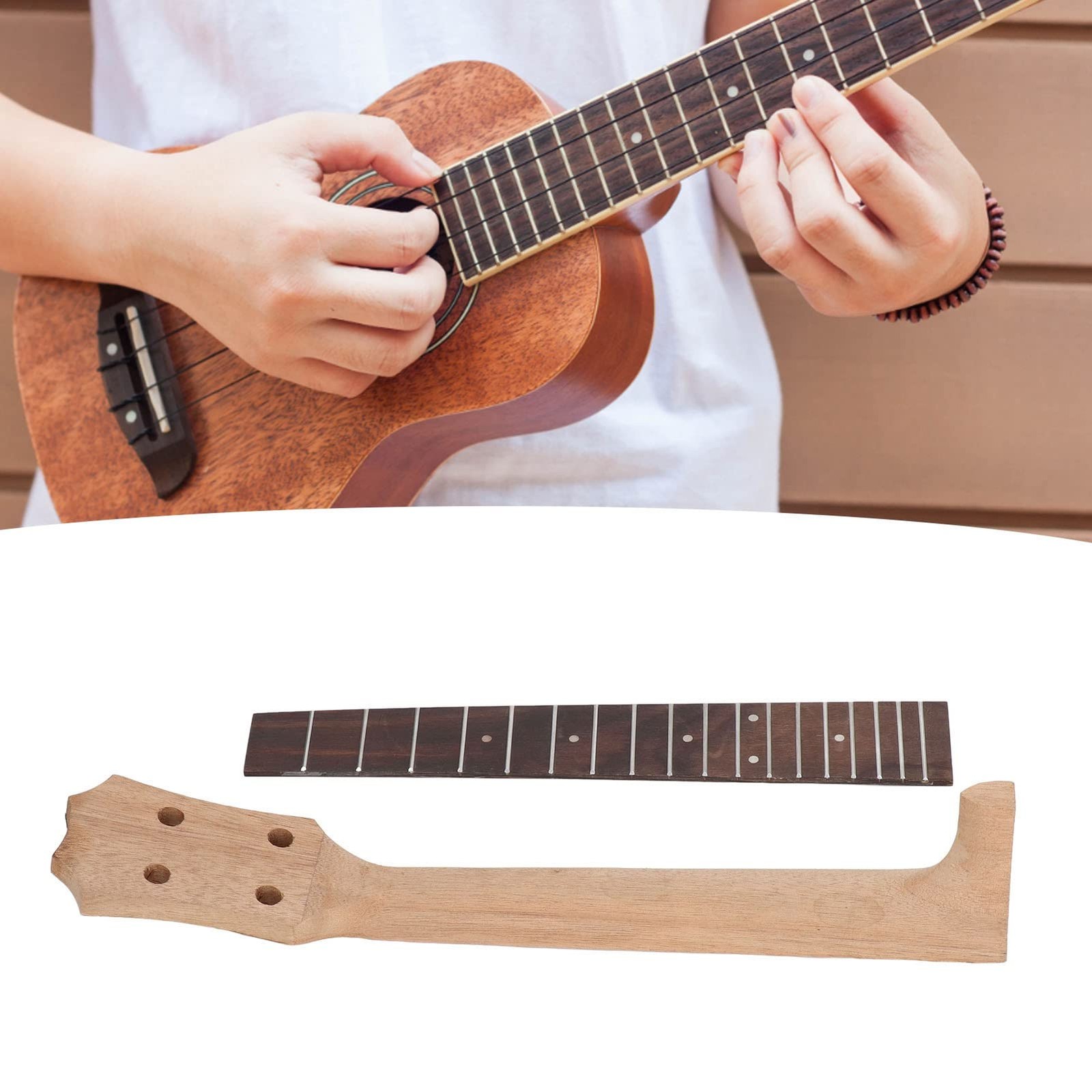 Ukulele Fretboard Neck Rosewood Okoume Replacement 4 String 26 Inch Part