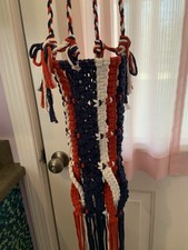 Vtg Hanging Macrame Planter Long 65   6  4  Ring System For Tall Pots