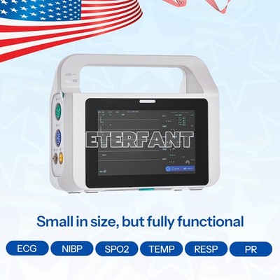 5'' Touch screen Multi-parameter patient monitor ECG/RESP/TEMP/NIBP/SPO2/PR M5