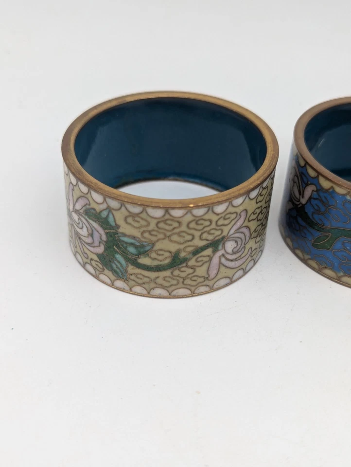 Série de 4 Ronds de Serviette, Email Cloisonné - Photo 4/4