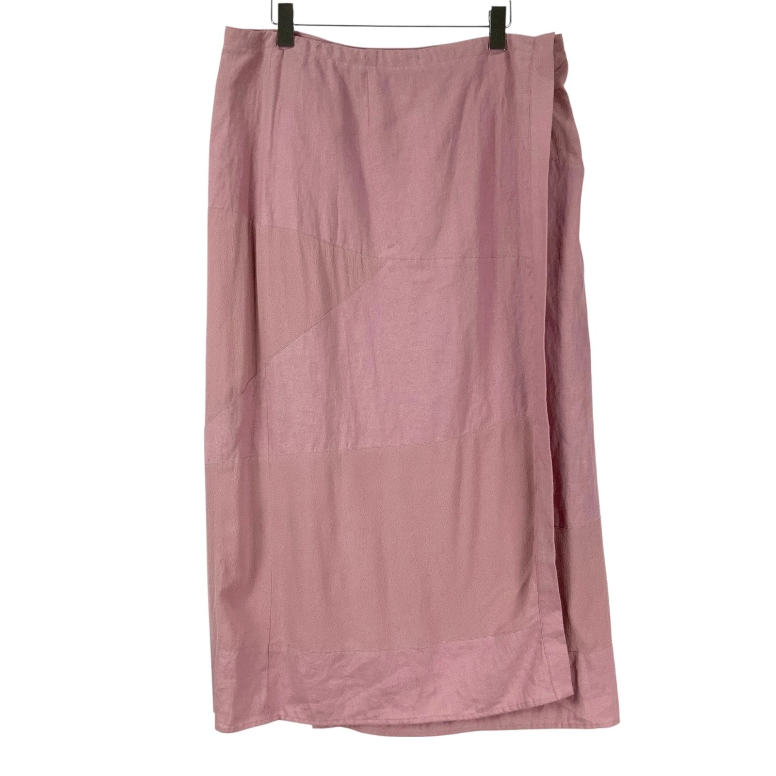 JJill Linen Rayon Patchwork Midi Skirt Foxglove Pink Size 16 NWT