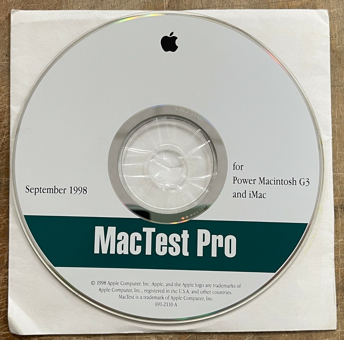 Apple MacTest Pro for Power Macintosh G3 and iMac September 1998 P