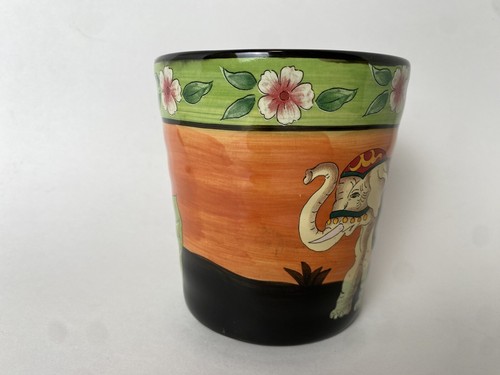 Elephant Mug Flowers and Elephant Coffee Cup West Indies India - Picture 2 of 8