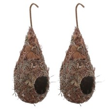 2Pcs Birds Cages Garden Ornament Artificial Bird Nest Straw Bird Nest Woven