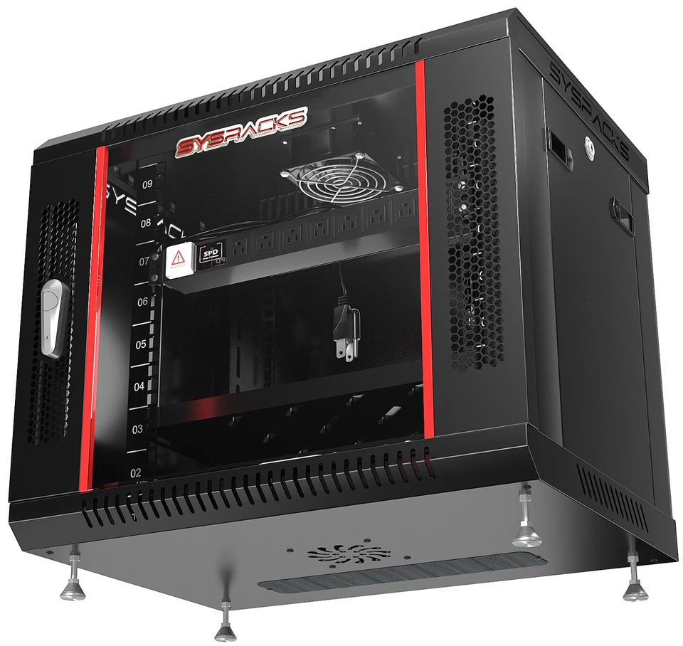 9U Sysracks Wall Mount IT Data Network Server Rack Cabinet Enclosure 18" Depth - Image 3 of 4