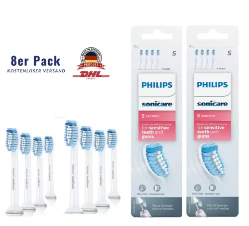 8 pcs.Philips Sonicare S HX6054 Sensitive Standard-SchallzahnbürstenköpfeGGBHHGH - Bild 2 von 3