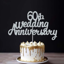 Personalised Wedding Anniversary Glitter Cake Topper 10th 20th 30th 40th UK