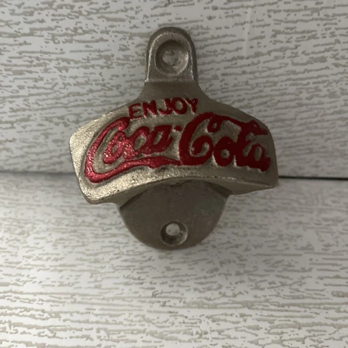 Coca Cola Enjoy Metal Wall Mount Bottle Opener Vtg Coke Store Advertising Taiwan