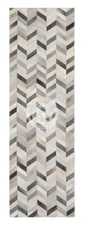 Cowhide Patchwork Rug Runner Chevron Greyish - Size 2.5x8' ft