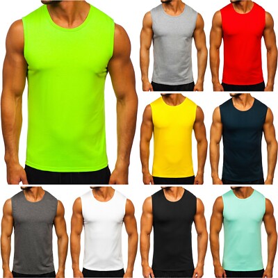 Tanktop Tee T-Shirt Achselshirt Muskelshirt Basic Men Herren Mix BOLF Unifarben