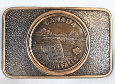 Vtg Century Belt Buckle Canada Niagara Falls NPC Souvenir 3" Big Copper Tone