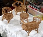 Vintage 4 Piece Set Miniature Wicker Doll House Furniture, Pre-Owned — photo 5