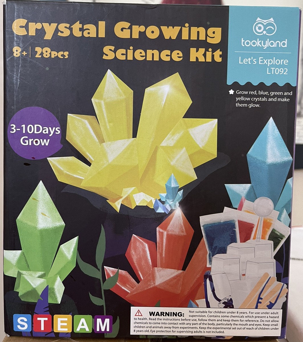 Popular Science Crystal Growing Kit For Kids - STEM Science Experiments With 3 Crystal Projects (Ages 8+)