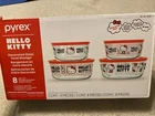 Pyrex Hello Kitty 8 Piece Decorated Glass Food Storage Bowl Lid Set  New In Box