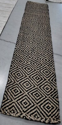 NATURAL / BLAK 2'-3'' X 12' Broken Thread Rug Reduced Price 1172744589 NF181C-212