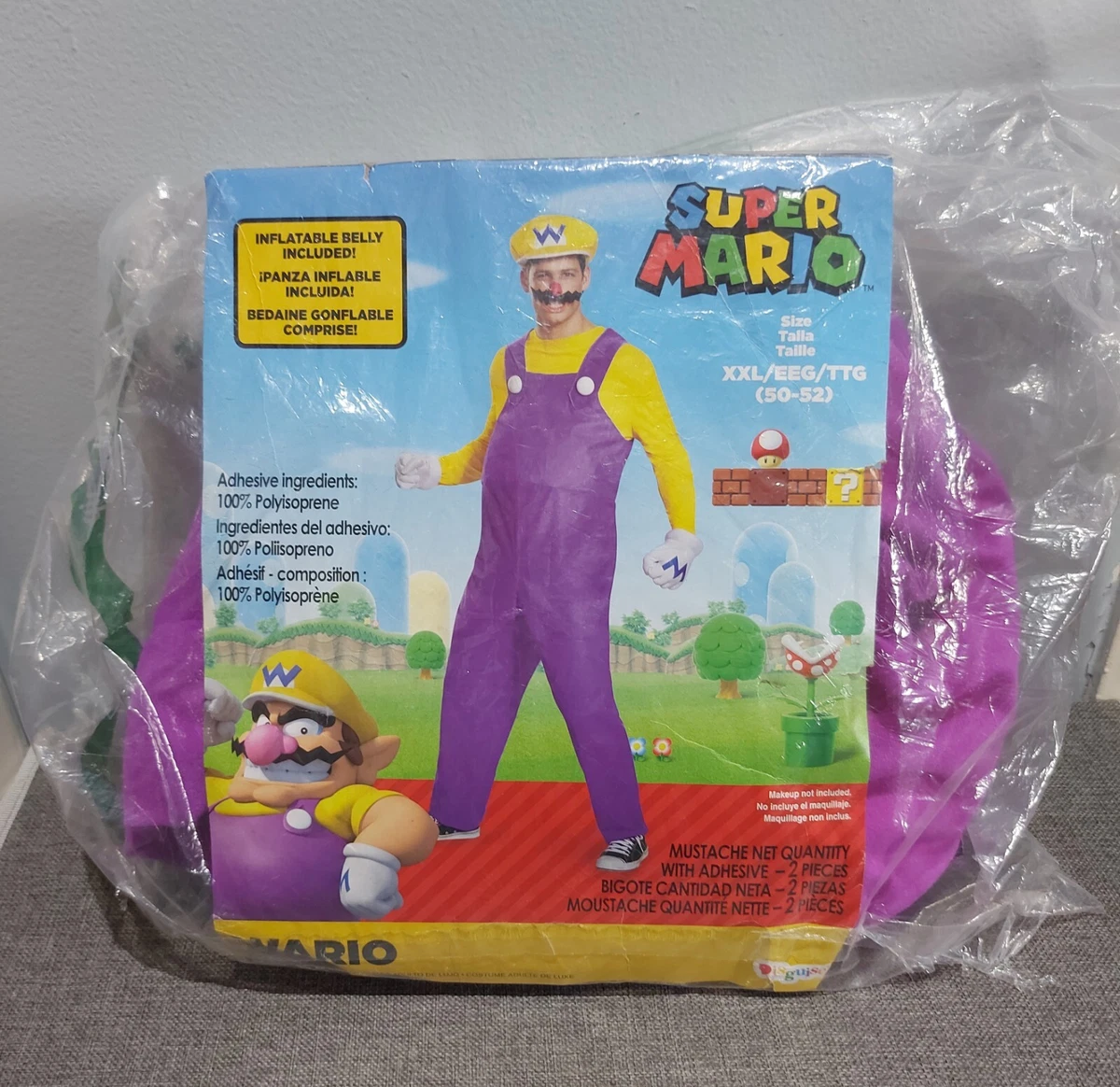 Wario Super Mario Bros Halloween Costume XXL with Inflatable belly