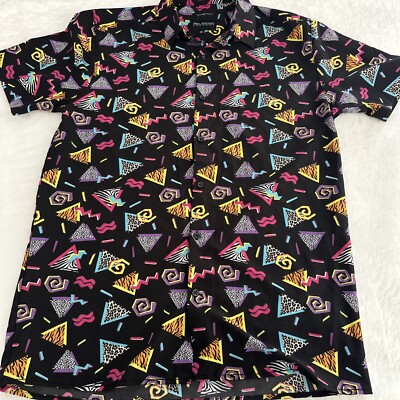 Drill Clothing Men's T-Shirt Button Shirt Medium Short Sleeve Retro 80s  Pattern