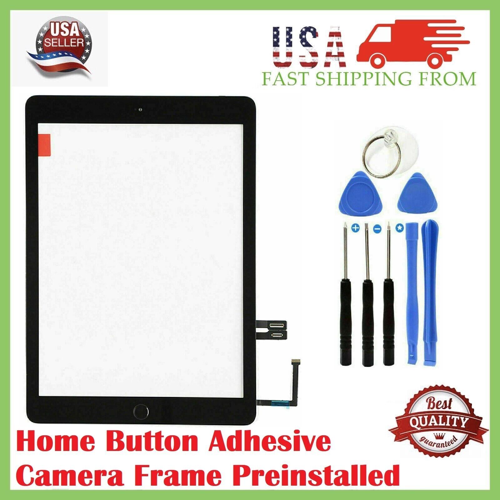 For iPad 6 6th Gen A1893 A1954 Touch Screen Digitizer Replacement + IC Black