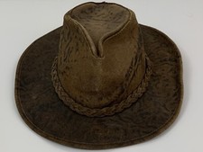 Vintage Wilson’s Mens Leather LEOPARD Cowboy Hat Cap Size XL Brown MADE IN USA