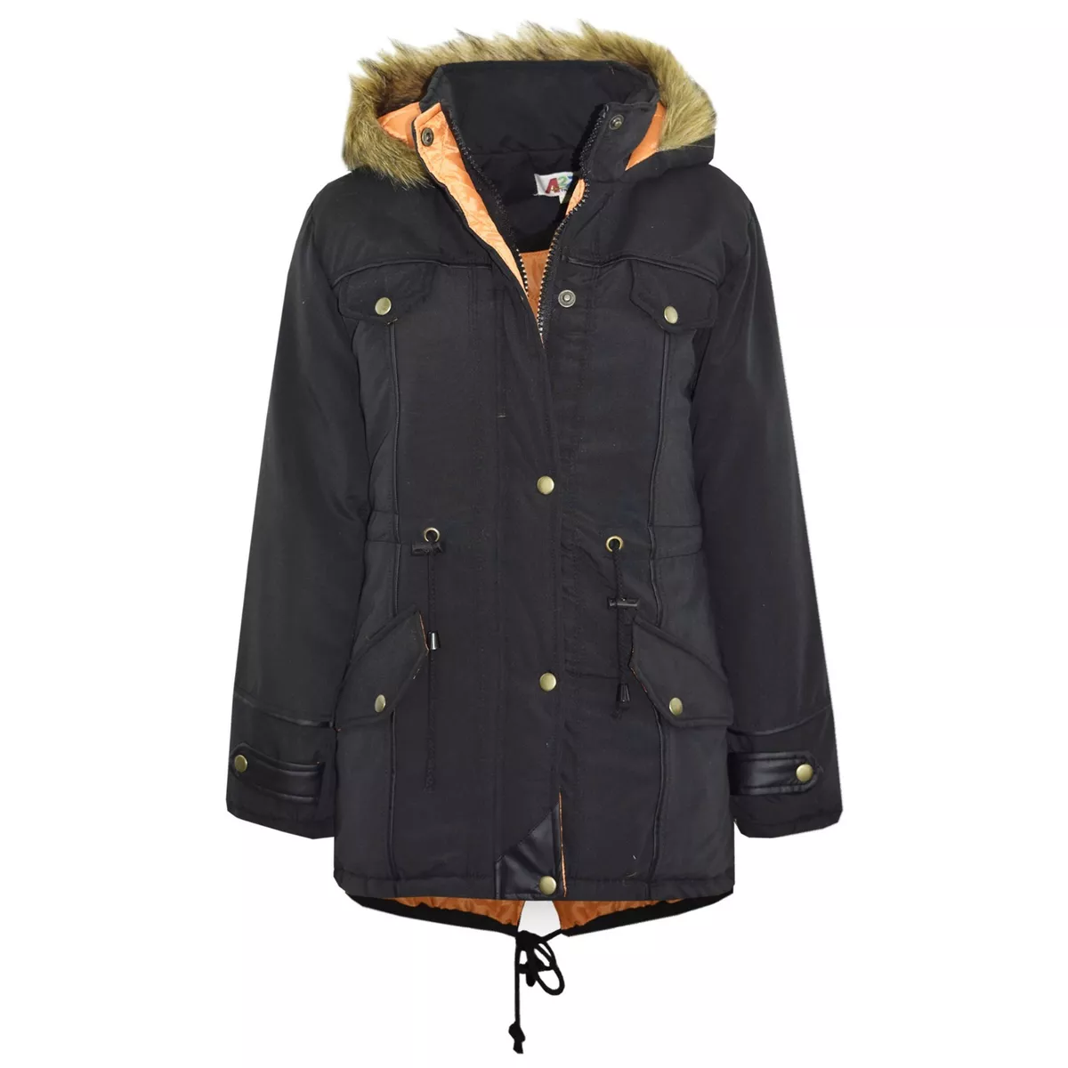 Girls black cheap parka coat