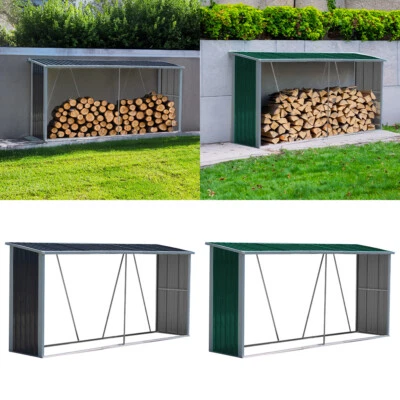 MIRROR-SPECIALIST Metal Galvanised Steel Log Store Wood Firewood Outdoor Garden Storage Logs Shed