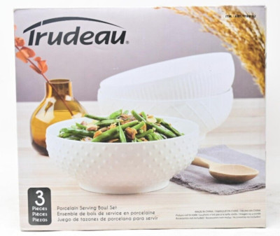 Trudeau piece Porcelain Serving Bowl Set in diameter White