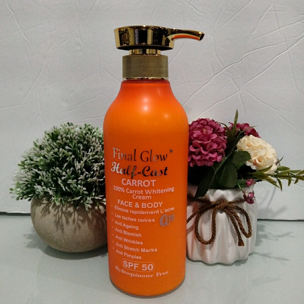 Final Glow Half-C CARROT Whitening Face & Body lotion 500ml Spf50 💯 AUTHENTIC