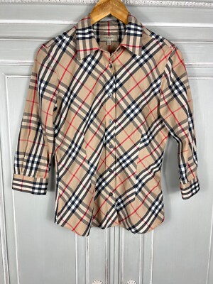 BURBERRY NOVACHECK BUTTON UP SHIRT BEIGE SIZE S