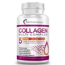Multi Collagen Peptides- 90 Capsules-Type I,II,III,V,X Anti-Aging Collagen Pills