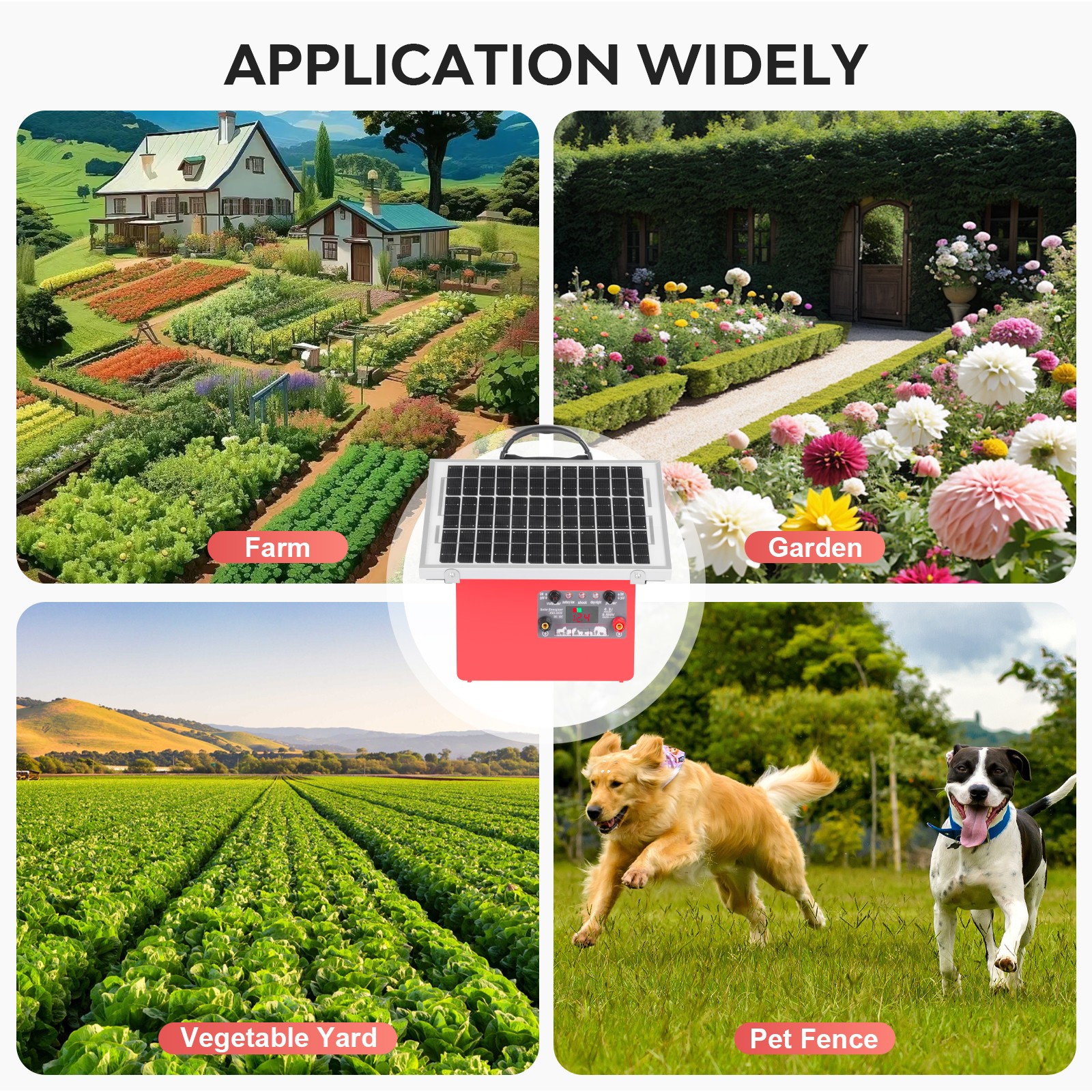 Solar Fence Charger 0.5 Joule 32KM 9500V with Battery for Livestock Farm Ranch