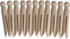 Round Wooden Clothespins, 12Pcs Dolly Style Traditional Heritage Clothes Peg Old