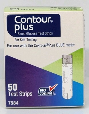 Contour Plus Blood Glucose Test Strips 50 Count New in Box Expires 4/30/2027