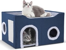 Cat House for Indoor Cats   Foldable Cat Cave  Covered Cat Bed, Cozy Hideawa...