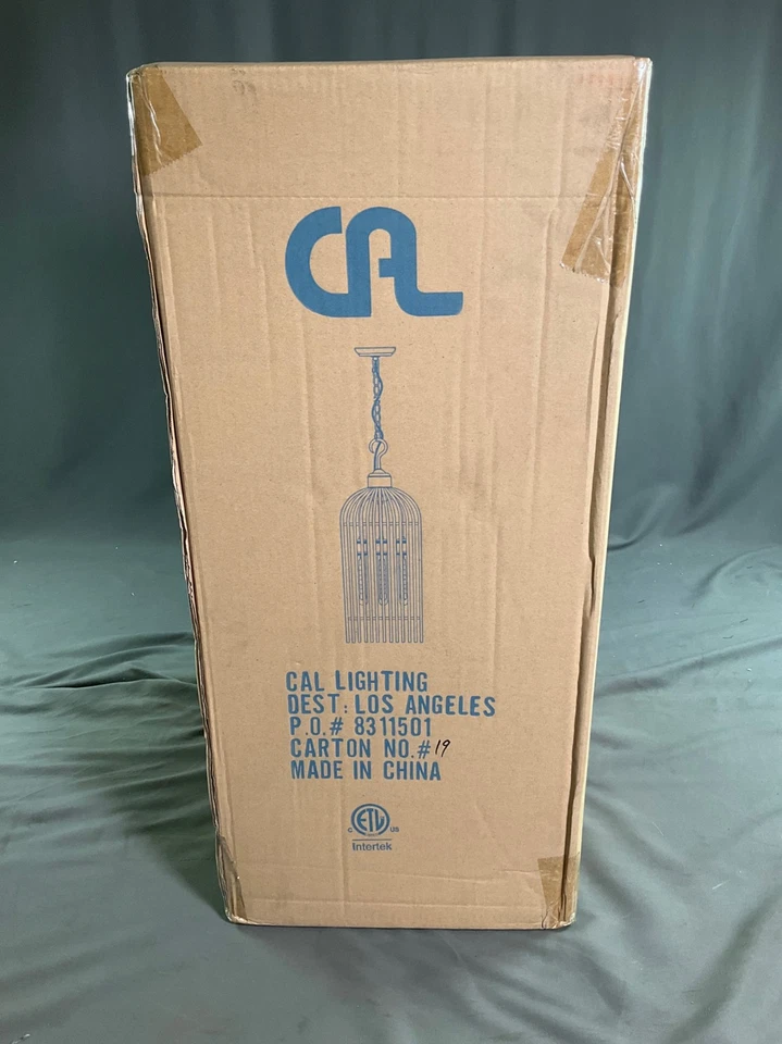 Cal Lighting 4灯古董黄铜鸟笼吊灯,金属,爱迪生灯泡E — 第 2/4 张图片