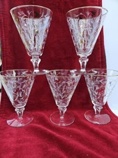 Set of 5 Libbey Royal Fern Claret Cocktail Stems Good Condition