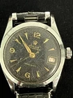 Rolex Precision Vintage 1950s Manual Watch Black Textured Dial Date Steel