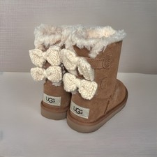 UGG Bailey Bow Knit Bows Toddler Girls Boots US 10T Sheepskin/Shearling Chestnut