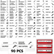 90 PCS Magnetic Toolbox Labels, 82 Pre-Printed  8 Blanks Large Size Tool Chest