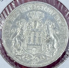 Hamburg 3 Mark 1912 J Silver Coin KM#620