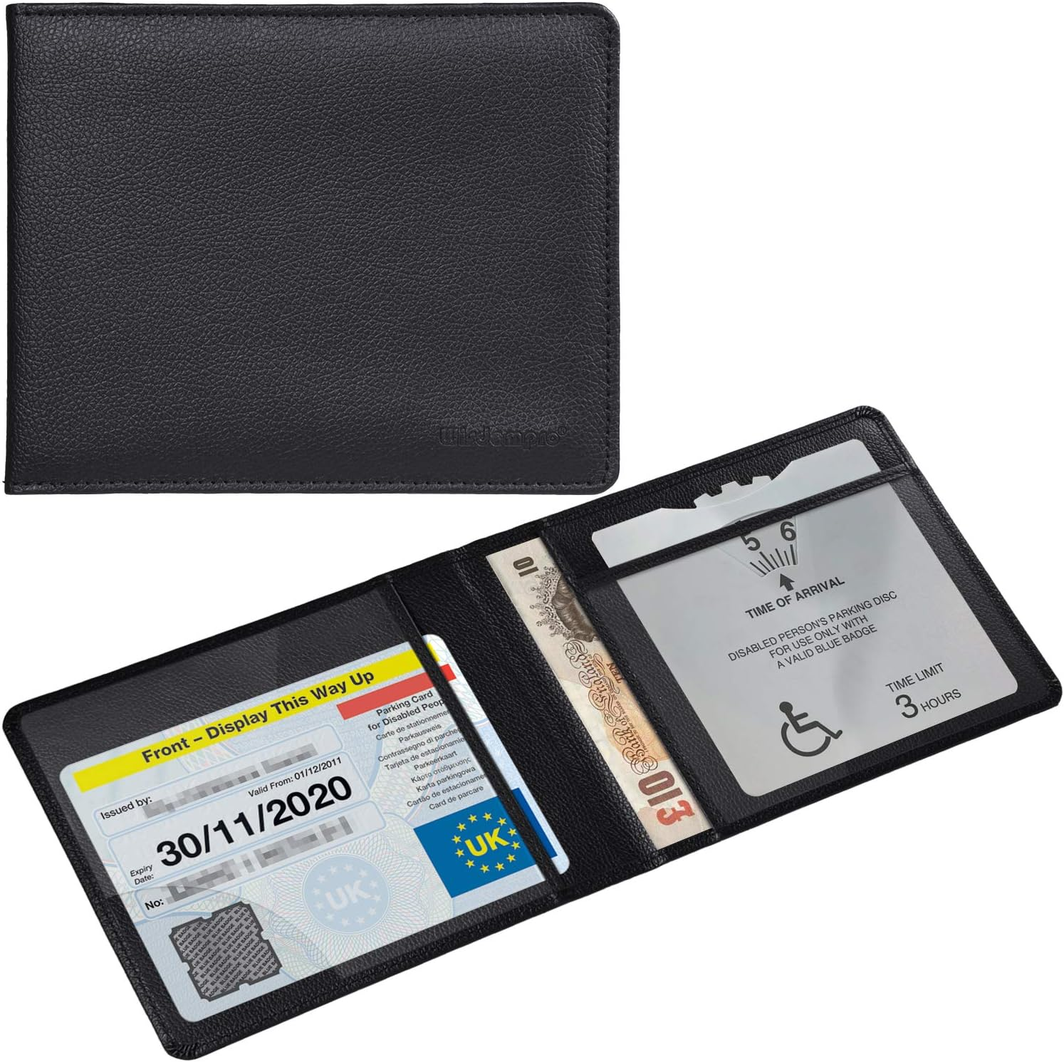 Wisdompro Blue Badge Holder - PU Leather Disability Permit Wallet Hologram Safe