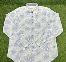 Robert Graham Shirt Mens Large Light Blue Floral Casual/ Dress Shirt