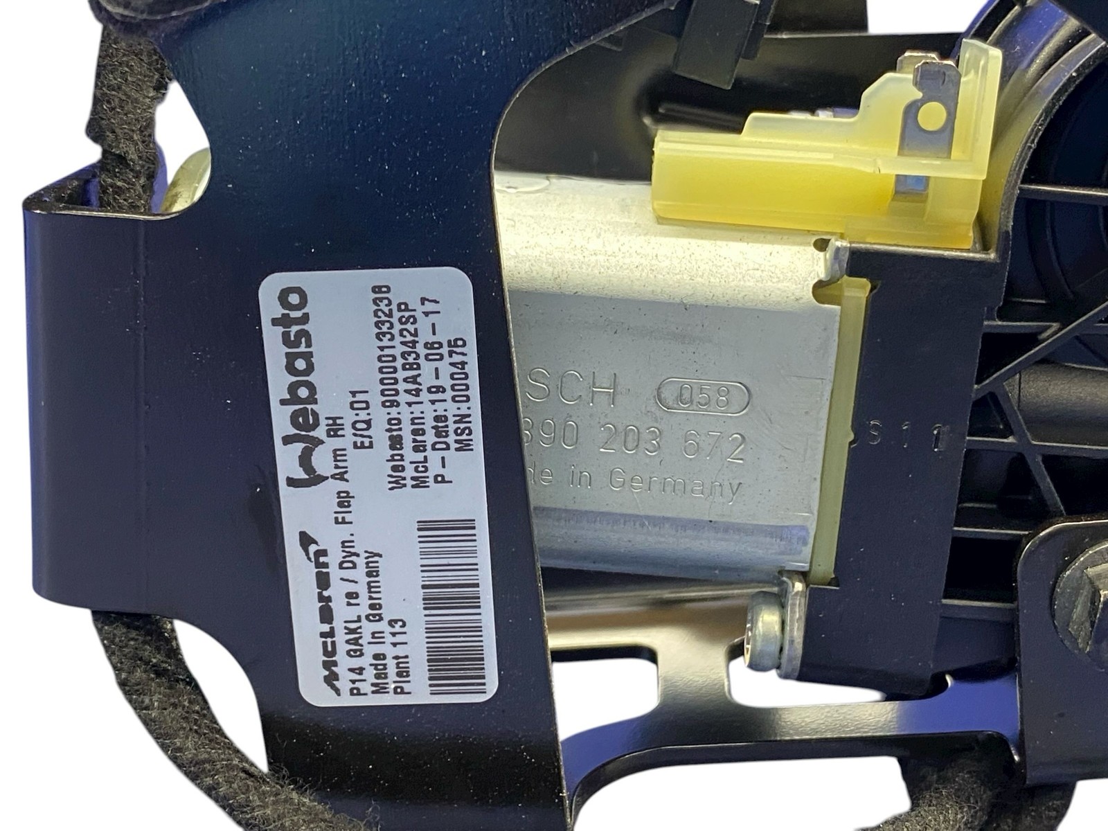 2018-2023 MCLAREN 720S CONVERTIBLE REAR RIGHT DYNAMIC LIFT FLAP ARM MOTOR OEM