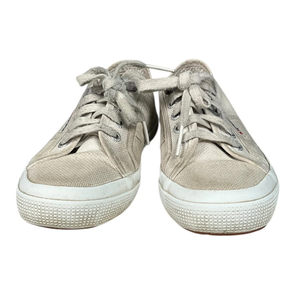 Tênis SUPERGA clássico durante todo o ano infantil grande branco tamanho 12,5 100% algodão - Imagem 3 de 4